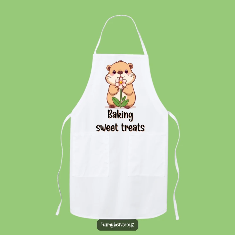 Funny Beaver Flower Apron - Sweet Kitchen Charm