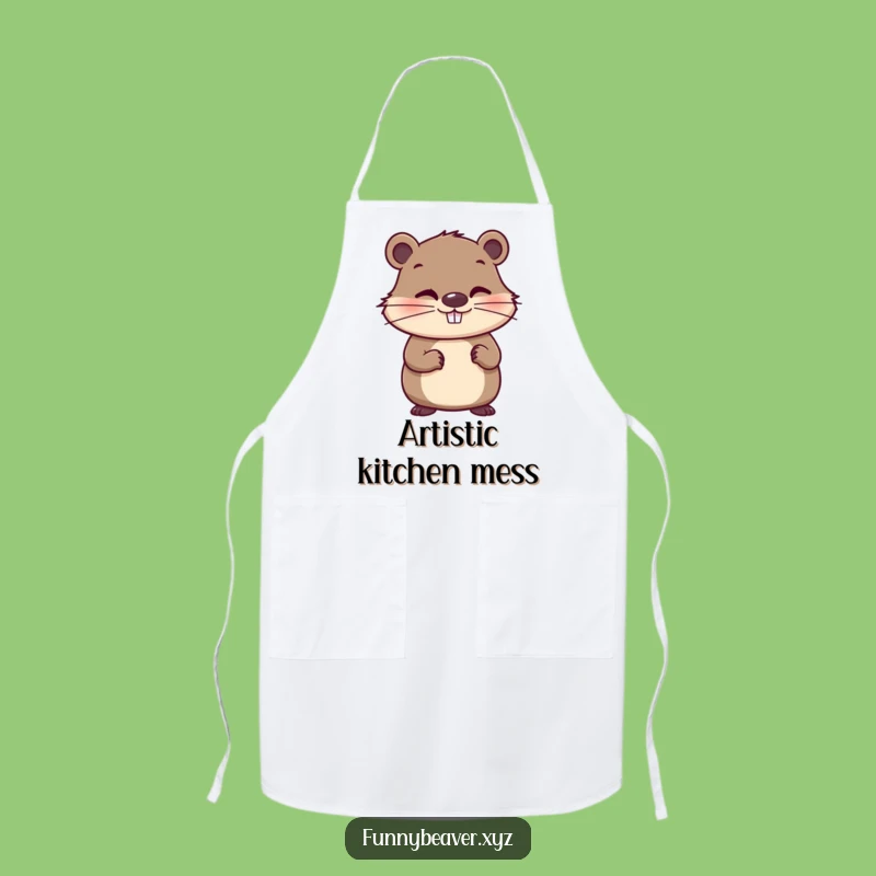 Funny Beaver Paintbrush Apron - Artistic Kitchen Humor