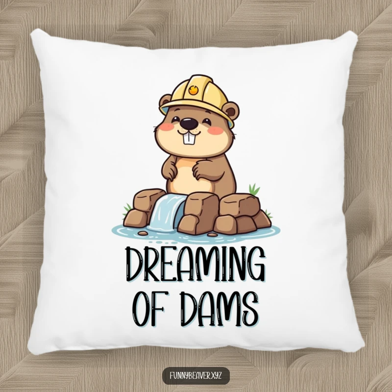 Funny beaver wearing a hard hat, contemplating dam construction, providing a soft and humorous decorative touch to any living space.