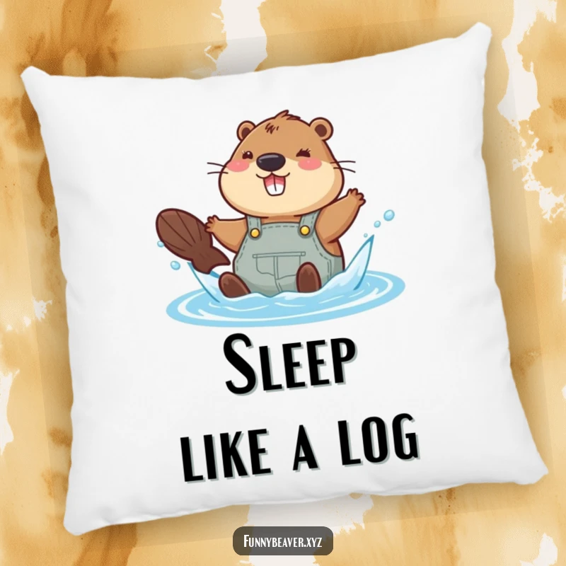 Funny beaver in overalls splashing in water, providing a soft and humorous decorative touch for water enthusiasts.