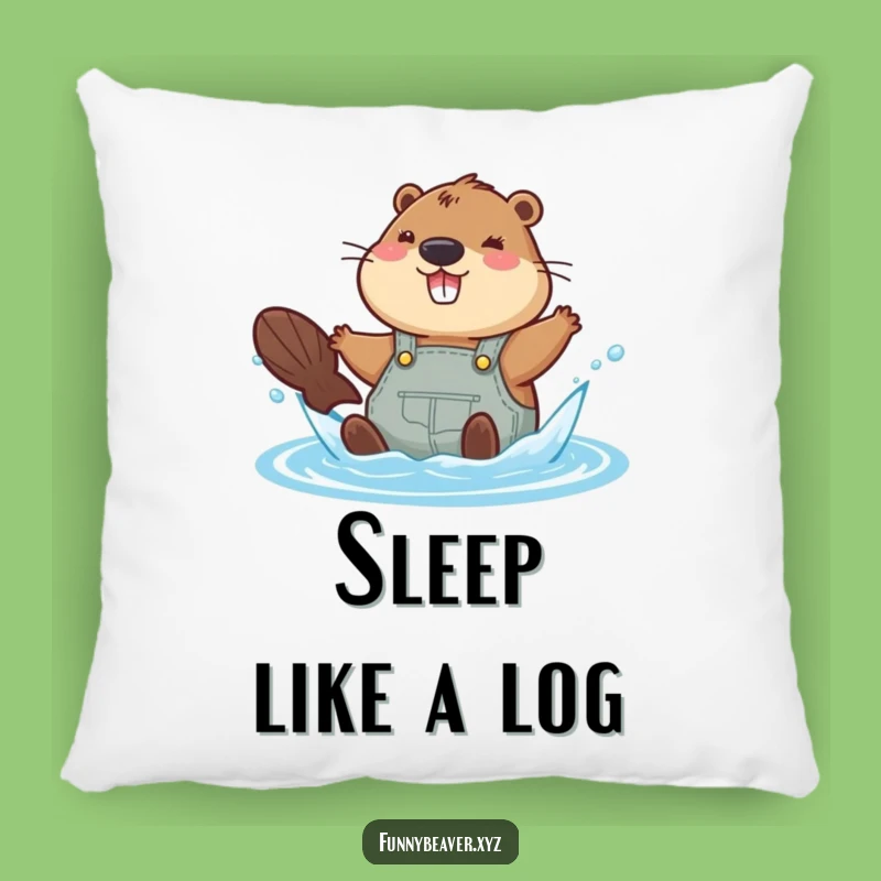 Funny Beaver Water Pillow: Joyful Overalls Splash Accent Decor
