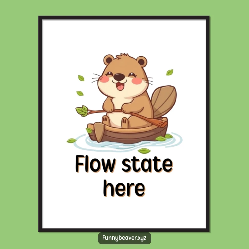 Funny Beaver Paddling Raft Digital Art - Instant Humorous Decor