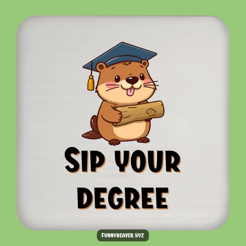 Funny Beaver Grad Coaster: Proud Log Holder Celebration Protection for Tables