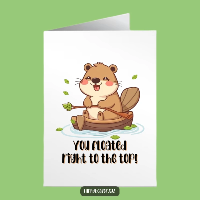 Free Printable Congrats Card: Joyful Beaver's Raft Adventure Winning Downloadable