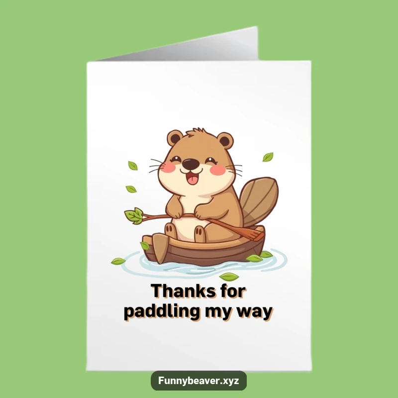 Free Printable Thank You Card: Grateful Beaver Rafting Hilarious Downloadable