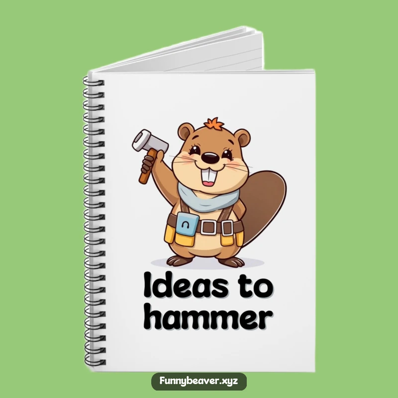 Funny Beaver Project Notebook: Cheerful Tool Belt Hammer Waving Journal