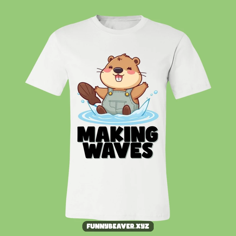Funny Beaver Water Play T-Shirt: Joyful Overalls Splash Gift Tee