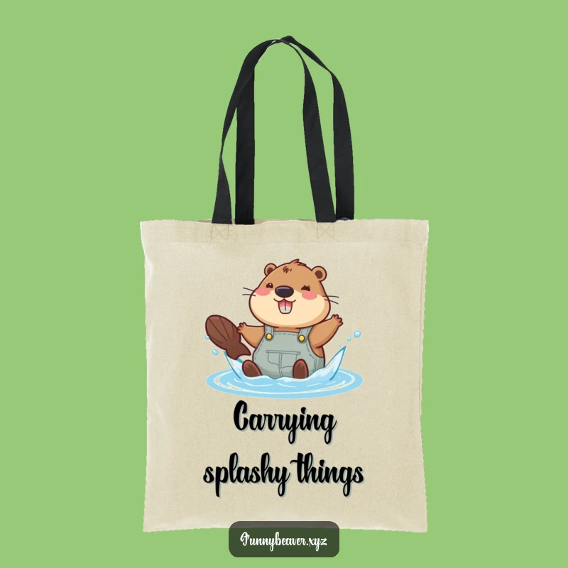 Funny Beaver Beach Tote Bag: Joyful Overalls Water Splash Accessory