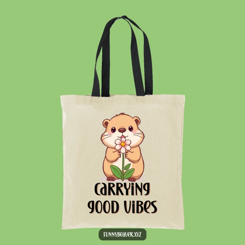 Funny Beaver Flower Tote Bag - Carry Kindness With Humor